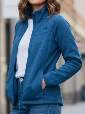 The North Face Teal Blue Fleece Zip Fall Winter Layering Jacket Sz S